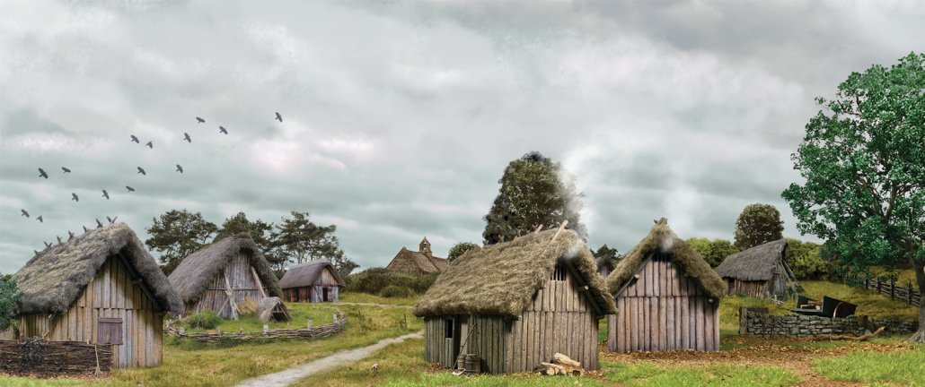 Viking Era Saxon Village Scenic Backdrop