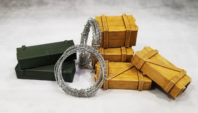 Small Generic Crates with 2 Barb Wire Coils