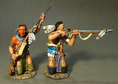 Woodland Indians, 2 Kneeling, Firing and Loading A