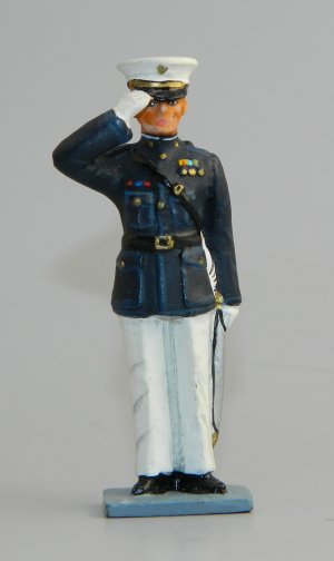 Marine Officer Saluting in Dress Uniform