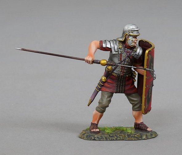 Legionnaire Defending with Pilum - Traditional Red Shield