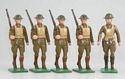 WWI Marines - Officer & 4 Marines Marching at Right Shoulder Arms