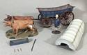 Wagon, Teamster Figure , Oxen, Wagon Cover and 5 Accessory Pieces