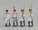 Officer, Drummer & Two Marching Napoleonic Soldiers
