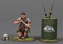 Sitting Swordsman Cleaning Gladius - Green 19th Legion Shield