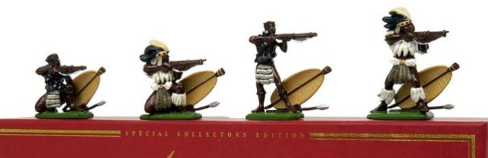 Zulu Warriors Firing - 4 Gloss Figures