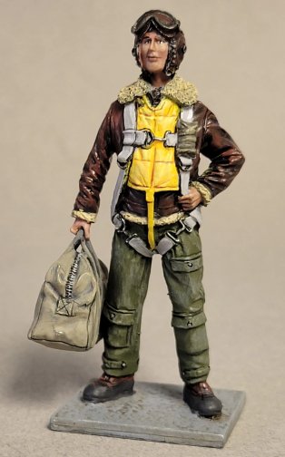 U.S.A.A.F. Heavy Bomber Crewman Standing Wearing B-6 Flying Helmet and Goggles, 1943-45