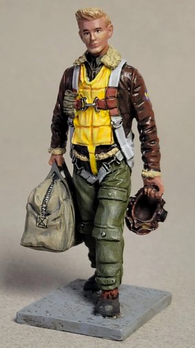 U.S.A.A.F. Heavy Bomber Crewman Walking with Parachute