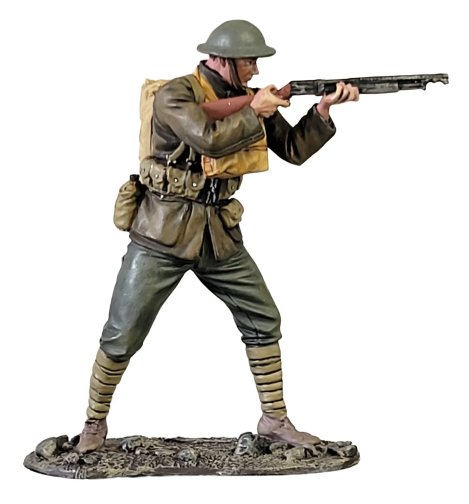 U.S.Marine Standing Firing Trench Shot Gun, Belleau Wood, 1918