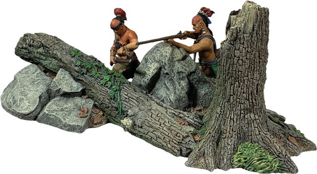 Ambush Set, No.3 Two Native Warriors Behind Rocky Outcropping