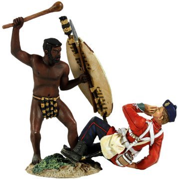 "Overwhelmed" Zulu Warrior Attacking British 24th Foot with Knobkerrie Hand-to-Hand Set
