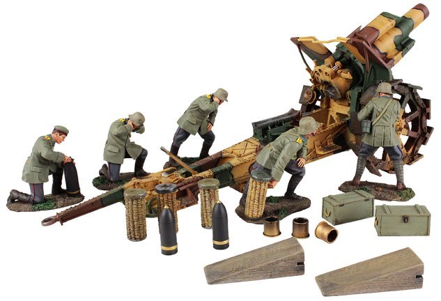 1916-18 German 210mm Howitzer and 5 Man Crew with Accessories