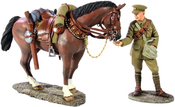 1916-18 British Lancer Feeding Horse