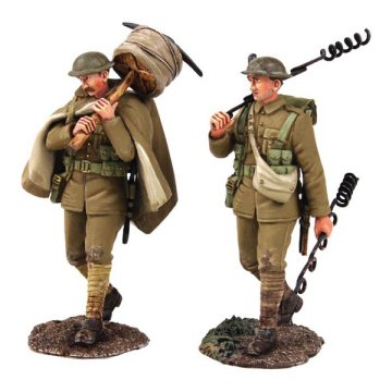 "The Work Party" Set #2 - 1916-18 British Infantry with 'Pig Tails' and Walking with Barbed Wire Roll