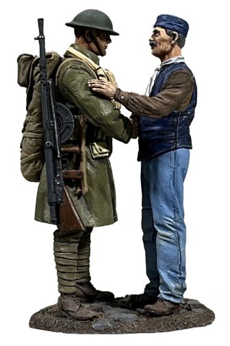 "Welcome!" French Village Man Greeting U.S. Infantry Doughboy, 1918