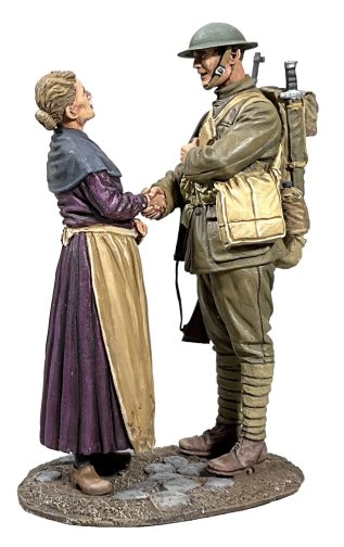 "Bless You" French Village Woman Greeting U.S. Infantry Doughboy, 1918