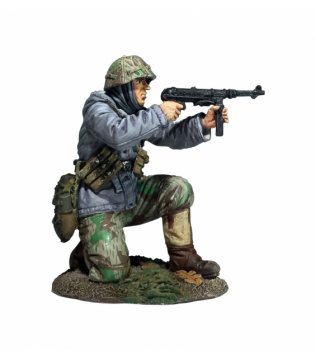 German Volksgrenadier Kneeling Firing MP-40 in Parka