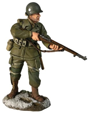 US 101st Airborne in M-43 Jacket Advancing with Caution, Winter 1944-45