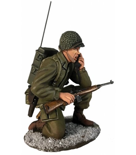 US 101st Airborne in M-43 Jacket Kneeling with SCR300 Radio, Winter 1944-45