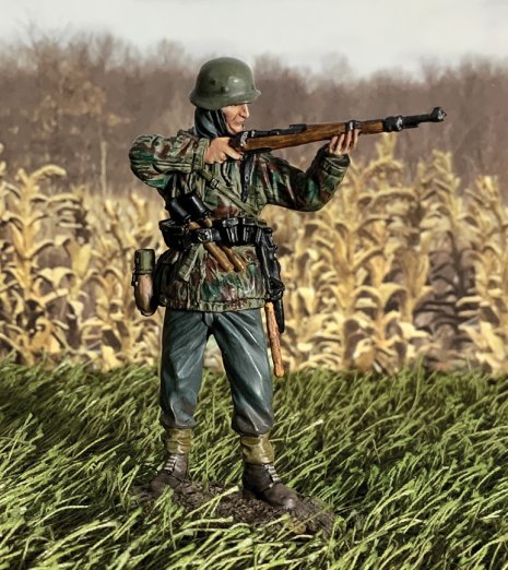 German Grenadier in Parka Standing Firing K98, 1943-45