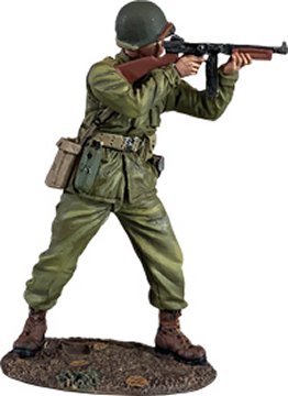 U.S. Infantryman Standing, Firing Thompson From Shoulder, 1944-45