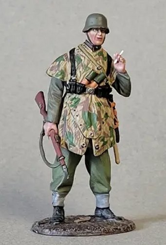 German Grenadier W/Zeltbahn And K98 Smoking Cigarette, 1944-45