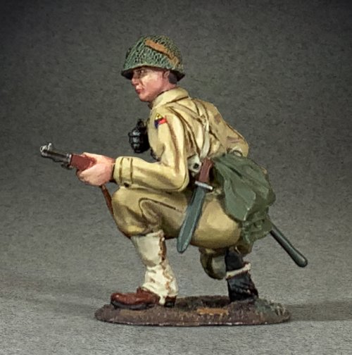 U.S. Armored Infantryman Kneeling Alert, 1943-45