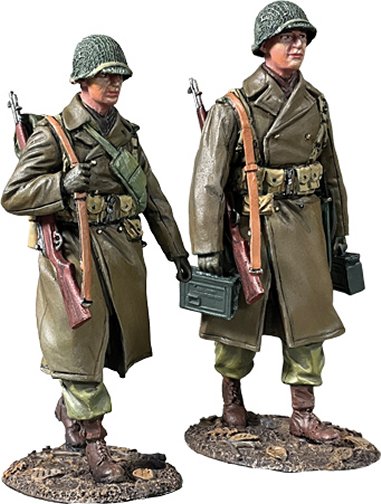 "Heading up the Line" Two U.S. Infantry Marching in Greatcoats, 1943-45