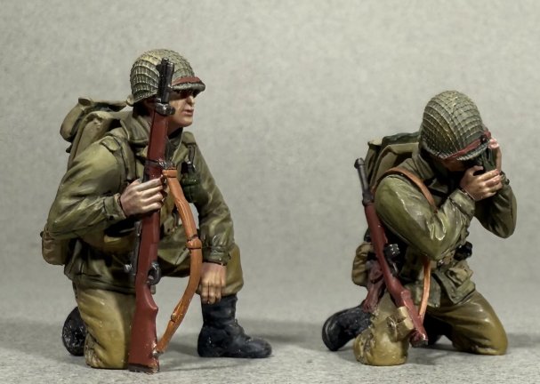 "Reporting In" U.S. Infantrymen Kneeling