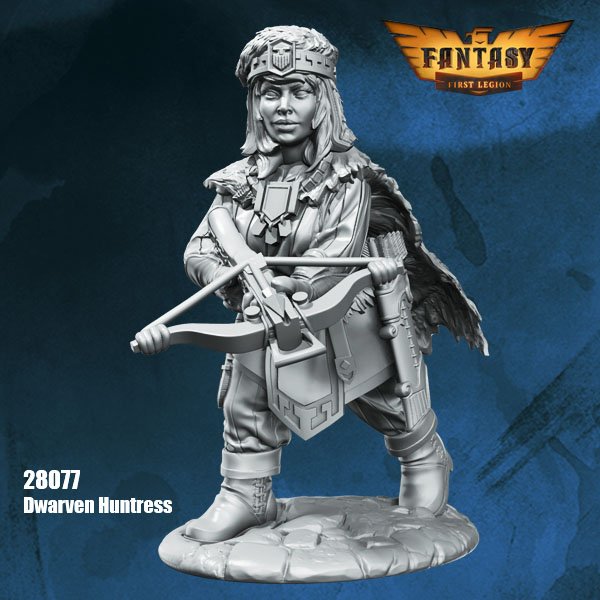 Dwarven Huntress|Wargaming|First Legion|28mm figures|Resin Model|War Games