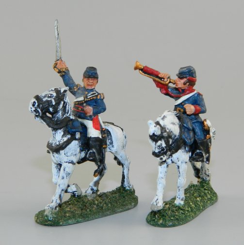 Mounted Officer and Bugler in Kepis