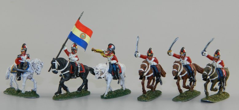 Mounted Napoleonic Cuirassiers with Flag of Paraguay
