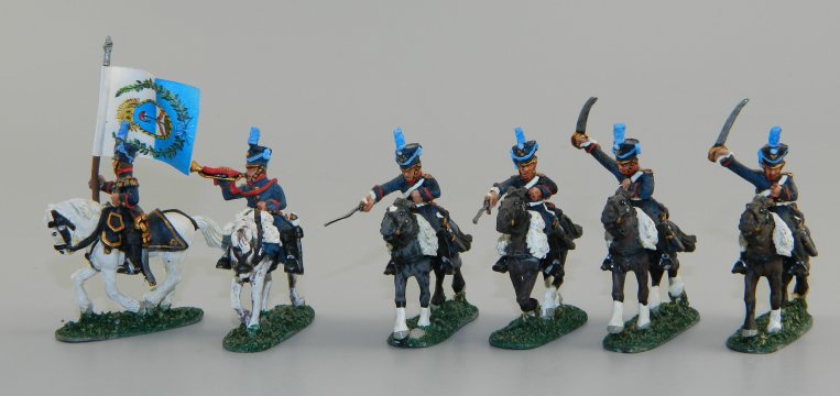 Mounted Napoleonic Hussars with Flag of the Andes