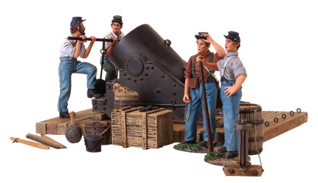 American Civil War 13 Inch Mortar and 4 Man Crew