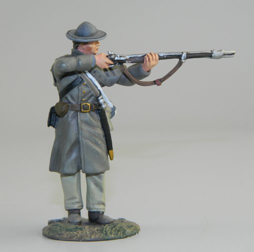 Confederate Infantry in Winter Clothing Standing Firing