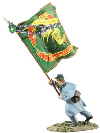 Union Infantry Flagbearer in Overcoat, Irish Brigade Flag