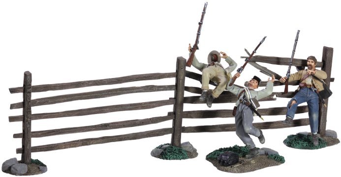 "A Grim Harvest" 3 Wounded Confederate Infantry and Turnpike Fence Sections