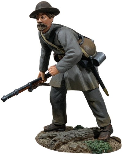 Confederate Infantry in Frock Coat Advancing with Caution