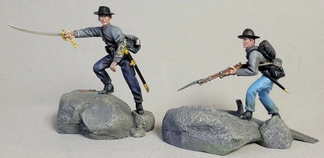 "Scrambling Up The Roundtops" Confederate Officer and Infantryman