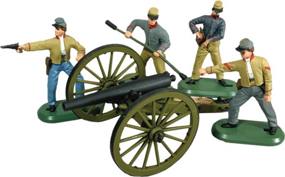 3 Inch Ordinance Rifle Cannon with 4 Confederate Artillery Crew