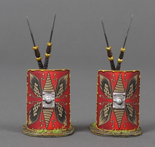 Two Roman Shields - Traditional Red