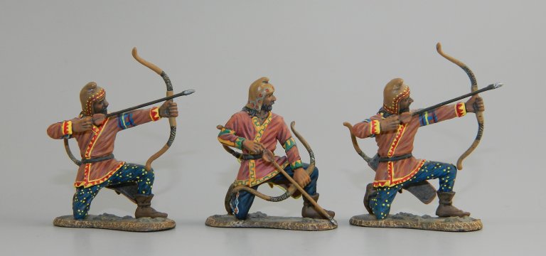 Scythian Archers Kneeling, Firing, and Loading Bow & Arrow