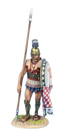 Greek Hoplite Standing with Dory and Shield Curtain