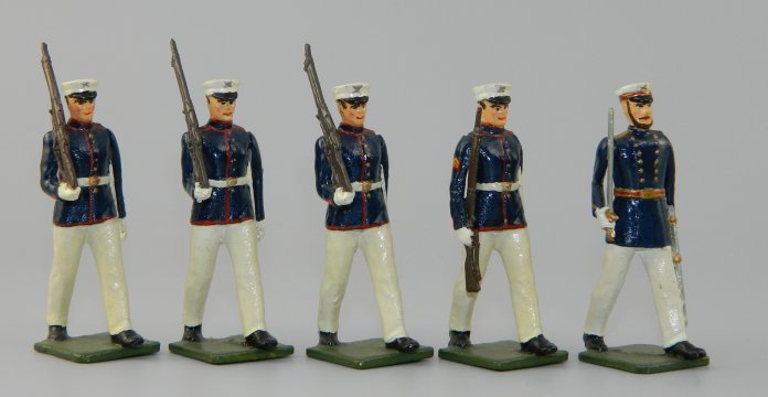 US Marines in Bell Caps, White Trousers - 1918