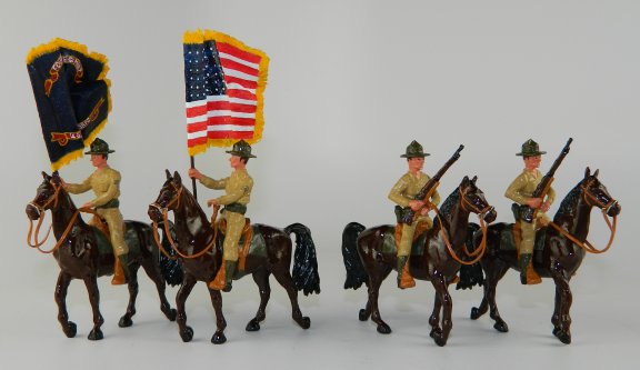 Nicaraguan Mounted Marines Color Party - US & USMC Flags