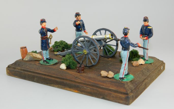 Union Artillery Set on Wooden Base