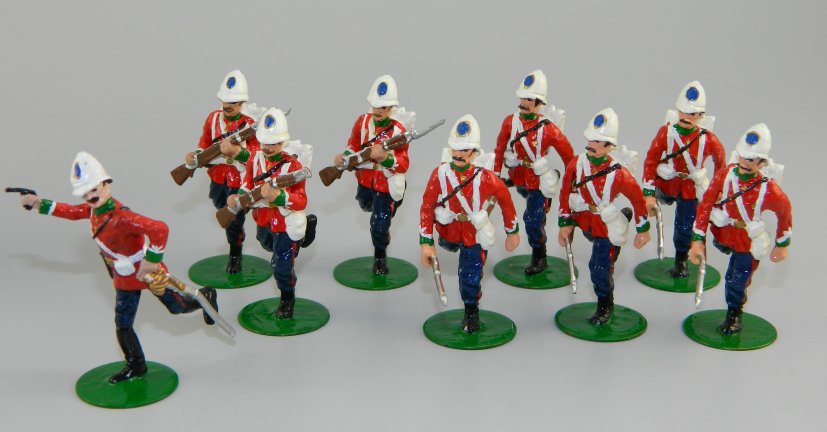 British Redcoats Officer & Advancing Soldiers