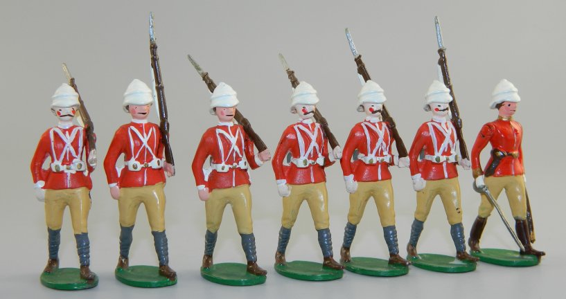 British Officer & Soldiers in White Helmets