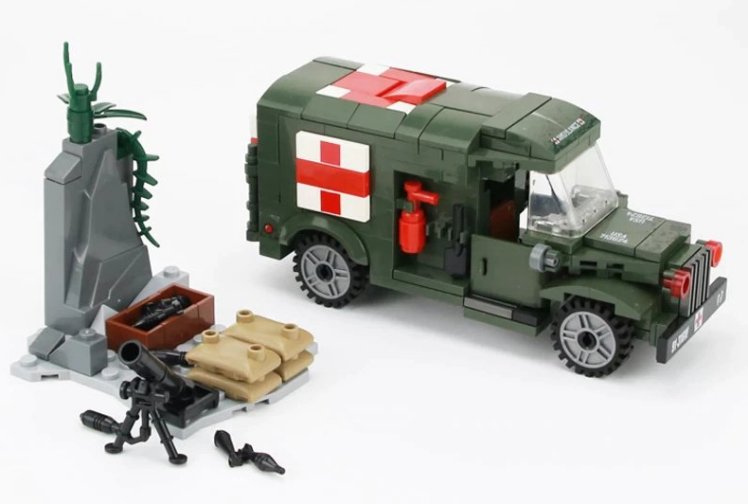 WW2 Military Model Ambulance w/6 fig