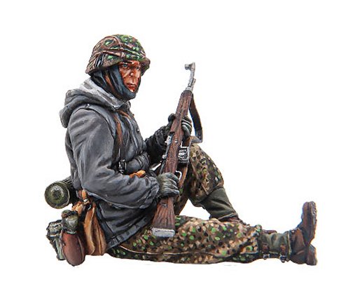 German Pz Grenadier Sitting with Gewehr 43